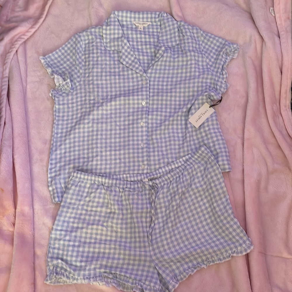 Laura Ashley lavender Gingham Pajama Set -NWT